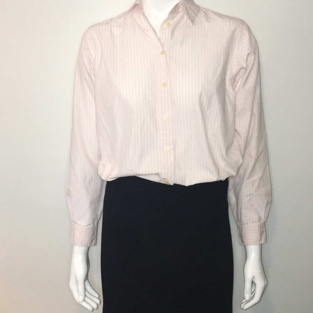 0122 NWOT Land's End Pink and White Striped Blouse